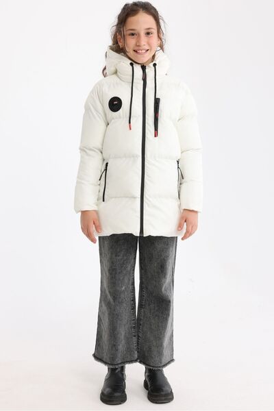 QAWWA Dívčí zimní bunda s kapucí a kapucí z vláken