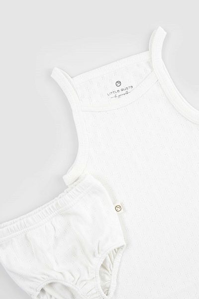 Little Gusto Ecru Colored Organic Cotton Baby Undershirt and Bloomer Set
