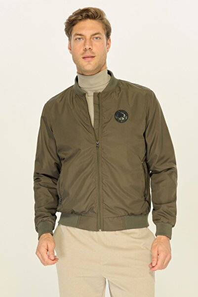 river green Palton sport kaki pentru bărbați - guler colegiu, rezistent la vâ...