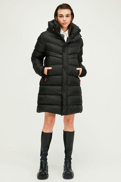 QAWWA Black Inflatable - Hooded Windproof Long Winter Parka Coat
