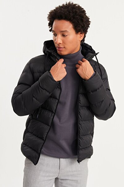 Goccix Ανδρικό μαύρο αντιανεμικό πουπουλένιο παλτό Gdm-230