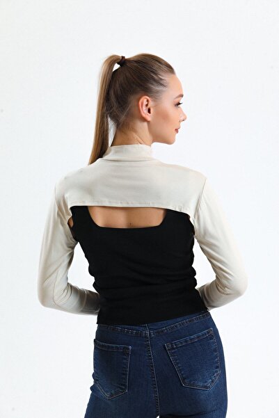 mirach Μπεζ λαιμόκοψη μανίκι χτενισμένο βαμβακερό