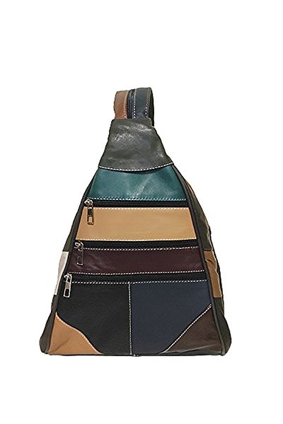 r rojinins Multi-Compartment Leather Backpack and Shoulder Bag