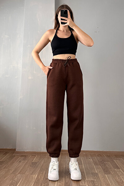 Sorridi Ψηλόμεσο Oversize Καφέ Παντελόνι Jogger