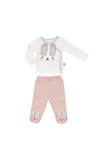 Gezenbebe Hero Bebekler Için Nakışlı Zıbın & Patikli Pantolon Set Bunny