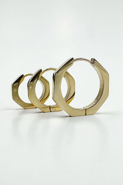 Onouqo Gold Color Triple Hoop Women's Steel Earrings