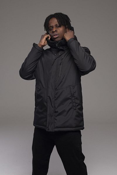 QAWWA Men's Black Hooded Windproof Sports Winter Coats & Coats & Parka