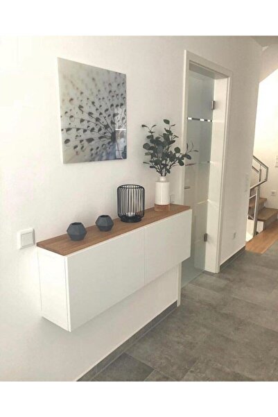 ŞafakMobilya Ahşap Detaylı Beyaz Modern Dresuar, Konsol