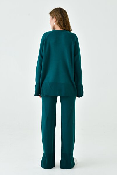 barış sülün lovebox Smaragd túlméretes pulóver és nadrág szett - csípős részletekkel, női, 1027