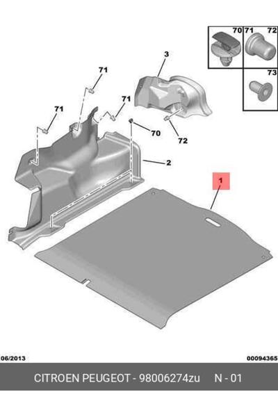 ATA YEDEK PARÇA PEUGEOT 301/C-ELYSEE BAGAJ TABAN HALISI 98006274ZU -1 Adet