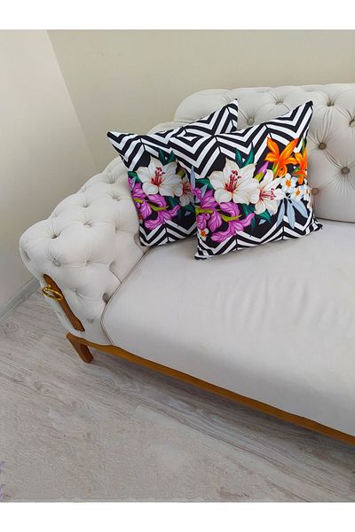 dehaberk Amber Flower Pattern Digital Printed Throw Pillow Cover