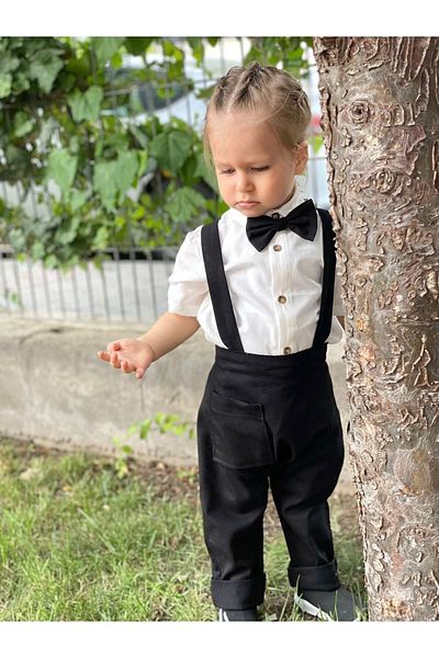 Ares Kids Fashion Salopet Black White Shirt And Bow Tie Black Holiday Special Daily Baby And Children's Clothing