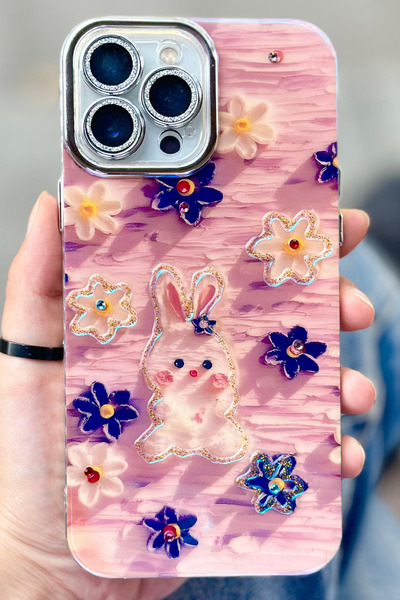 Vip Case iPhone 12 Pro Max متوافق مع نمط الزهرة، حماية ذاتية للعدسة، طلاء كهربائي، لامع وأنيق