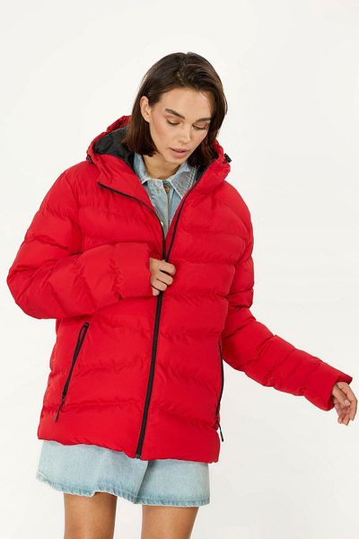 QAWWA Women's Red Waterproof and Windproof Padded Coat