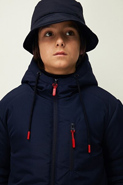 QAWWA Chlapecká zimní bunda s kapucí a kapucí v námořnické modré barvě