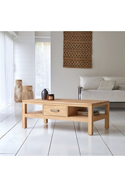 ŞafakMobilya Ahşap çift yön çekmeceli iskandinav stil masif orta sehpa