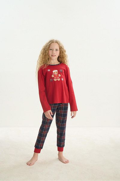 Sevim Red Long Sleeve Girl's Pajama Set - C4T4N7O8