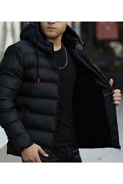 D1fference Pánská zimní sportovní bunda s kapucí a tlustou podšívkou