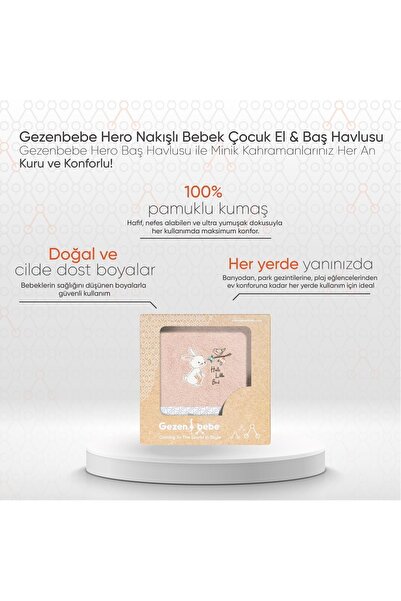 Gezenbebe Hero Bunny Вишитий дитячий рушник для рук і голови - 50X90