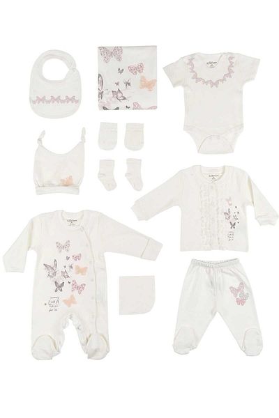Aziz Bebe Baby Girl Hospital Release 10 Piece Bodysuit Set 10219
