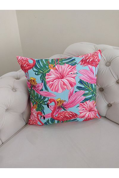 dehaberk Flamingo Pattern Digital Printed Throw Pillow Cover 2 Pieces