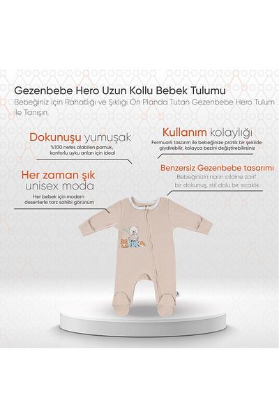 Gezenbebe Hero Organic Teddy Baby Jumpsuit - Long Sleeve