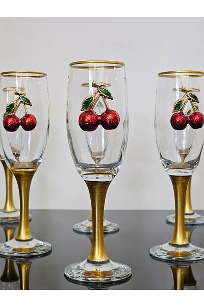 atabey home collection سعة 190 سي سي - كوب ماء بلون القهوة المتعرج وكوب مشروبات غازية، قطعتين بتفاصيل ذهبية