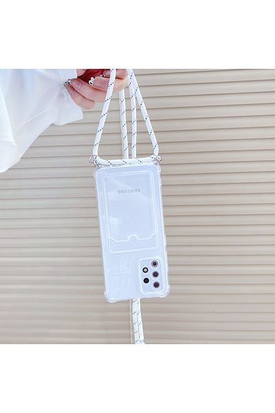 GAGA ELEKTRONİK Antishock Transparent Pendant Case with Card Holder for Samsung Galaxy A55 (Compatible)