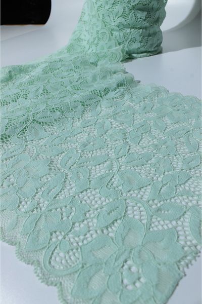 ÖZPAŞ TEKSTİL VE AKSESUAR Lycra Light Green Floral Lace 22cm
