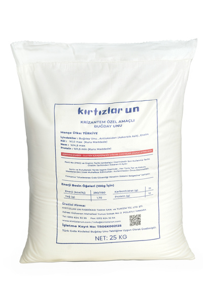 kırtızlar 25 Kg Özel Amaçlı Sarı Sert Buğday Unu