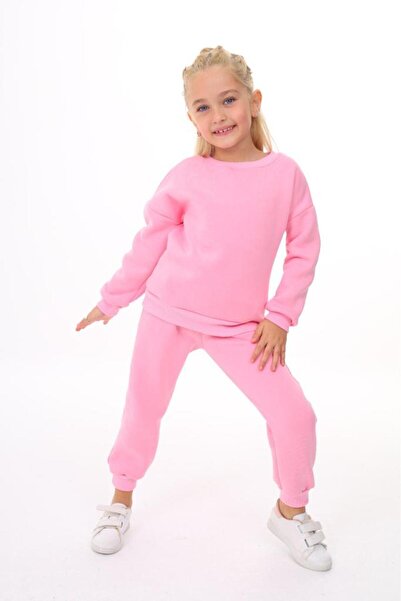 Lolliboomkids Σετ αθλητική φόρμα 3 κλωστών με ραβδώσεις πάνω και κάτω ροζ μαύρο χρώμα Άνετη εφαρμογή