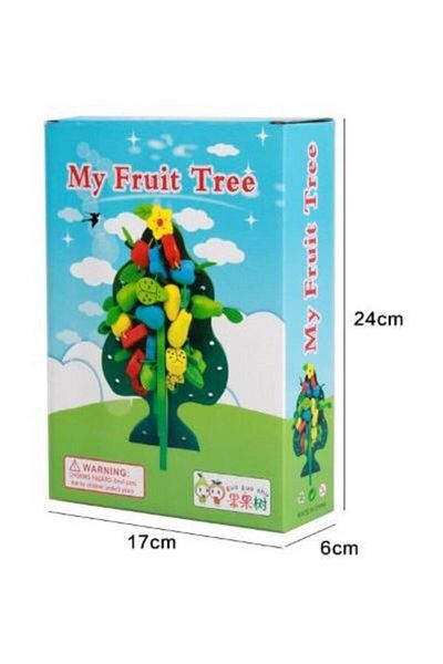 Wooden Toys Ipe Fruit Stringing Beads Game on Wooden Tree Hand Skill Coordination Game