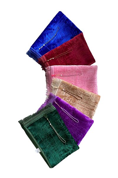 Hicaz hac ve umre Hediyelik 6 Adet Lüx Peluş Seccade Ve Tesbih