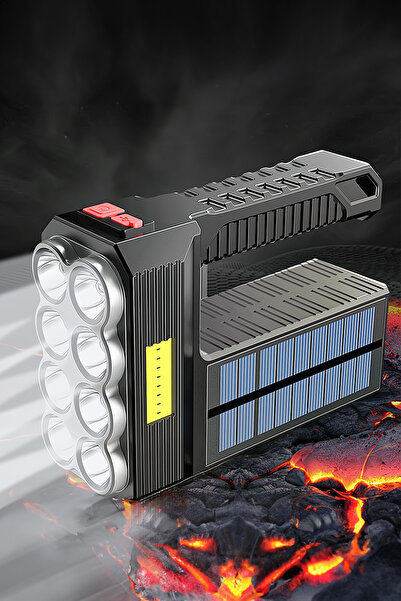 Markafox Ultra Güçlü 8 GÖZLÜ Solar Güneş Panelli Şarjlı Kamp Lambası Uzun Men...