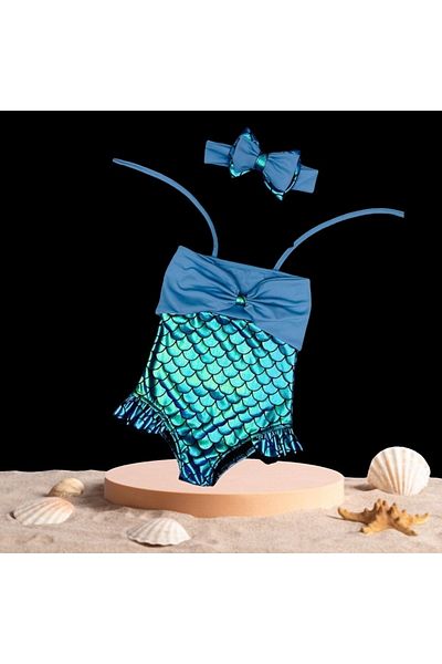 Lolliboomkids Costum de baie pentru fete, cu picioare de gală, de culoare strălucitoare, încrucișată la piept