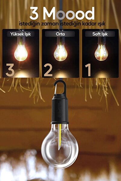 GURUR ÇELİK USB ŞARJ EDİLEBİLİR TAŞINABİLİR 3 MODLU SU GEÇİRMEZ KAMP AMPULÜ