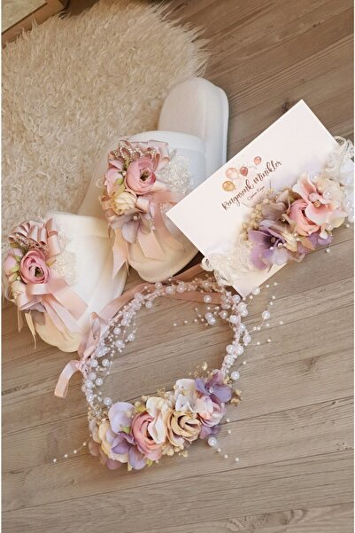 çiğdem kaya design مجموعة عصابة رأس للأمهات من نعال الأمومة بلون باستيل ليلك