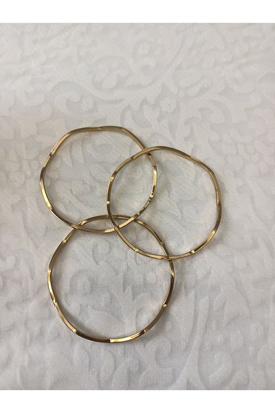 LİLLY AND MOLLY JEWELERY Zigzag Patterned Set of 3 Steel Bracelets