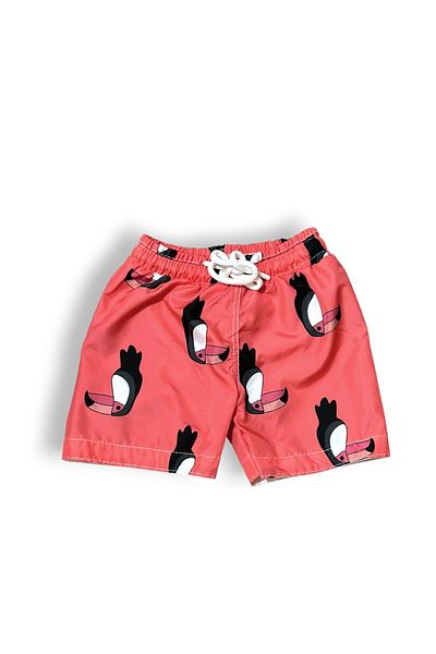 Lolliboomkids New Season Boys' Miracle Toucan Printed Waist Lace-up Shorts Swimsuit Mesh Full / Regular Fit