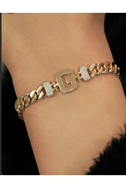aycha aksesuar Çelik vip seri klasik zincir altın renk G harfi taşlı bileklik