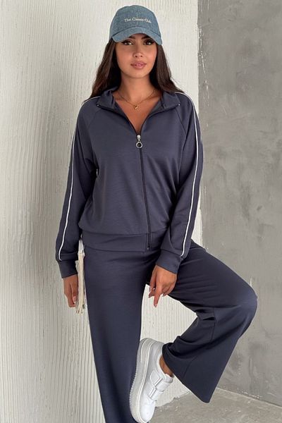Ded COLLECTION Modal Women's Tracksuit Set - Zippered and Piping