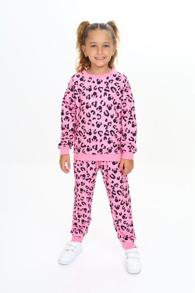 Lolliboomkids Y Pink Leopard Printed Soft Textured Tracksuit Set - 2 Thread