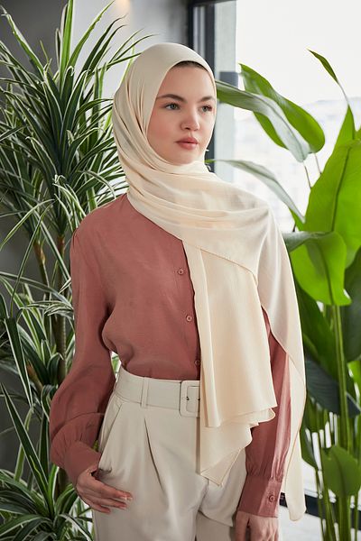 Scarf شال شيفون مجعد أصفر فاتح - آريا