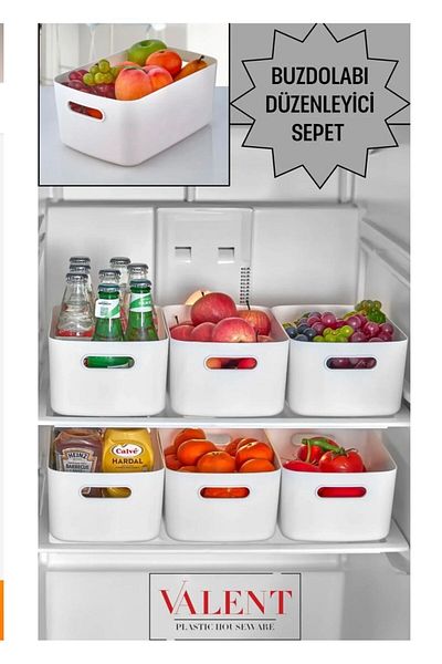 Hvc ticaret 5-Piece Fridge Organizer, Bathroom Organizer, In-Cabinet Basket 3.5 Liters