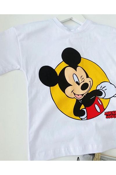 Lolliboomkids Boy's Cute Character Mickey Printed Ecru T-Shirt Shorts Set New Season