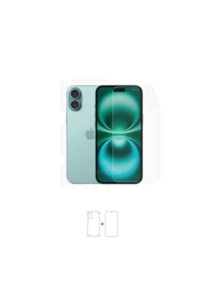 Wrapsol iPhone 16 Plus 360° Full Body Ekran Koruyucu Kaplama Ön Arka Yan Darb...