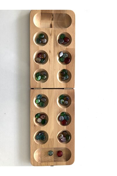 Zeka Akademisi 2 Kişilik Ahşap Cam Taşlı Mangala Oyunu (DOUBLE MANCALA)