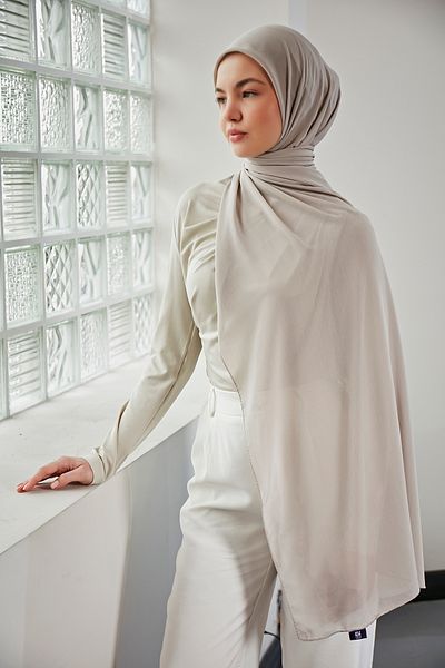 Scarf Arya Crinkle Chiffon Shawl - Dingin Gray Design