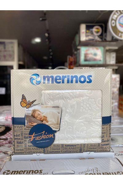 Sarar Merinos Fashion Double Boxed Blanket 200X240 3400Gr - Cream Color
