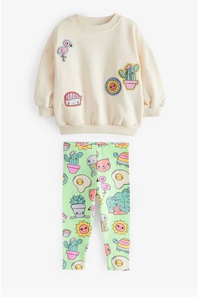 Lolliboomkids Girl's Cactus Set Sweatshirt and Ribbed Tights Seasonal New Season
